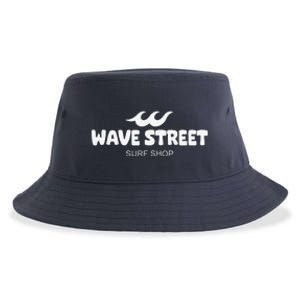 Wave Street Classic Waves On The Beach Surf Shop Graphic Sustainable Bucket Hat