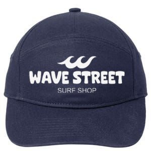 Wave Street Classic Waves On The Beach Surf Shop Graphic 7-Panel Snapback Hat