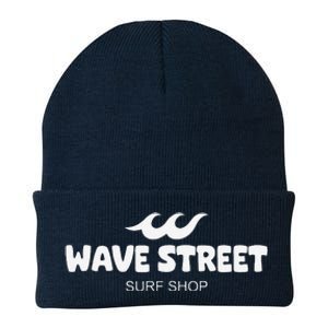 Wave Street Classic Waves On The Beach Surf Shop Graphic Knit Cap Winter Beanie