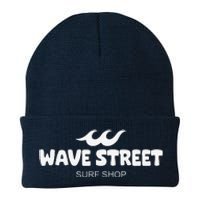 Wave Street Classic Waves On The Beach Surf Shop Graphic Knit Cap Winter Beanie