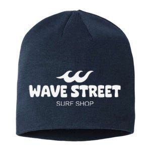 Wave Street Classic Waves On The Beach Surf Shop Graphic Sustainable Beanie