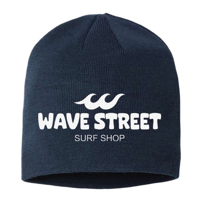 Wave Street Classic Waves On The Beach Surf Shop Graphic Sustainable Beanie