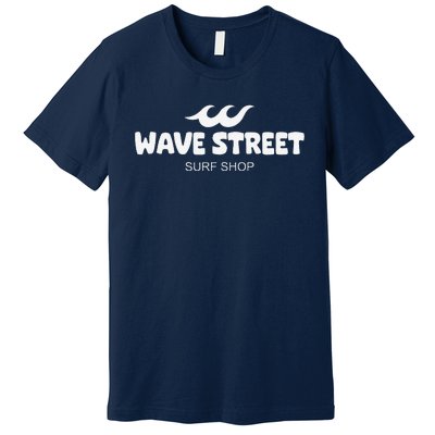 Wave Street Classic Waves On The Beach Surf Shop Graphic Premium T-Shirt