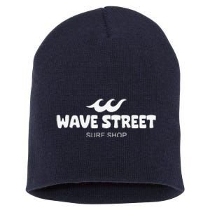 Wave Street Classic Waves On The Beach Surf Shop Graphic Short Acrylic Beanie