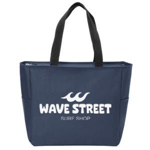 Wave Street Classic Waves On The Beach Surf Shop Graphic Zip Tote Bag