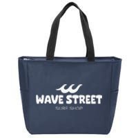 Wave Street Classic Waves On The Beach Surf Shop Graphic Zip Tote Bag