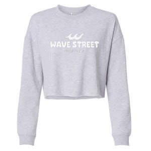 Wave Street Classic Waves On The Beach Surf Shop Graphic Cropped Pullover Crew