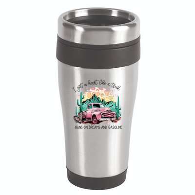 Western Sunset Cow I Got A Heart Like A Truck 16oz Travel Tumbler