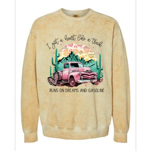 Western Sunset Cow I Got A Heart Like A Truck Colorblast Crewneck Sweatshirt