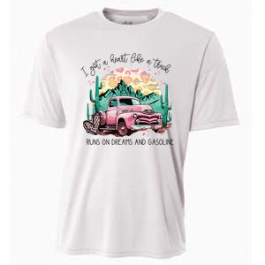 Western Sunset Cow I Got A Heart Like A Truck Cooling Performance Crew T-Shirt