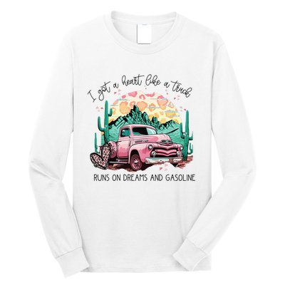 Western Sunset Cow I Got A Heart Like A Truck Long Sleeve Shirt