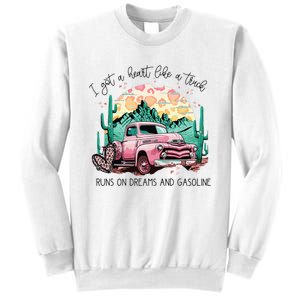 Western Sunset Cow I Got A Heart Like A Truck Sweatshirt