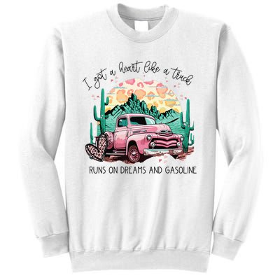 Western Sunset Cow I Got A Heart Like A Truck Sweatshirt