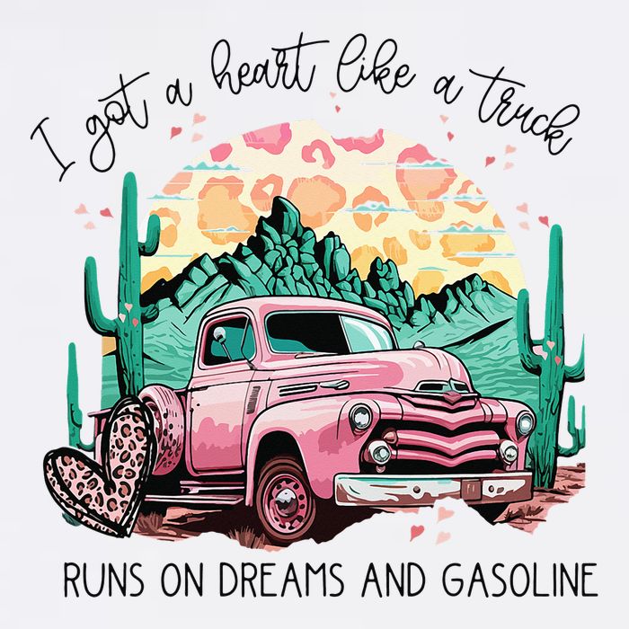 Western Sunset Cow I Got A Heart Like A Truck T-Shirt