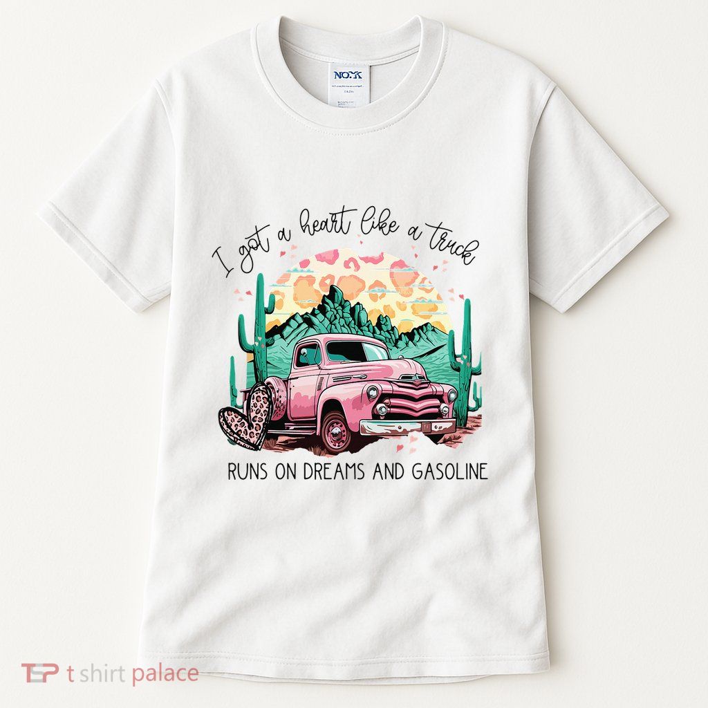 Western Sunset Cow I Got A Heart Like A Truck Tall T-Shirt