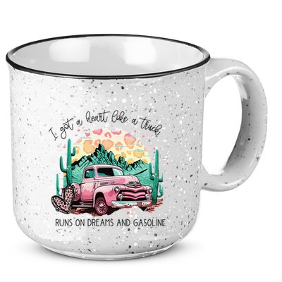 Western Sunset Cow I Got A Heart Like A Truck 15oz Campfire Ceramic Mug