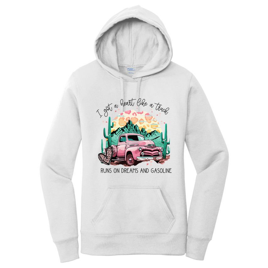 Western Sunset Cow I Got A Heart Like A Truck Women's Pullover Hoodie