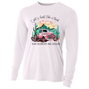 Western Sunset Cow I Got A Heart Like A Truck Cooling Performance Long Sleeve Crew