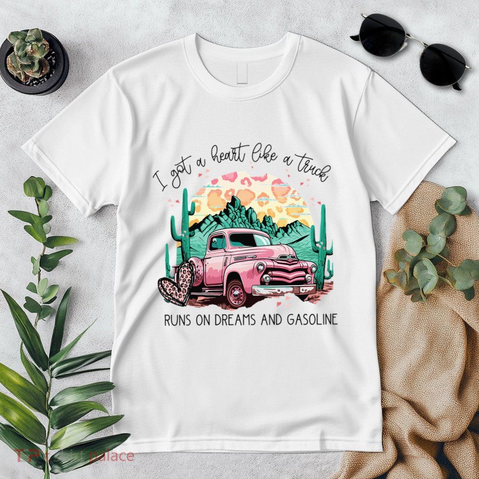 Western Sunset Cow I Got A Heart Like A Truck Premium T-Shirt