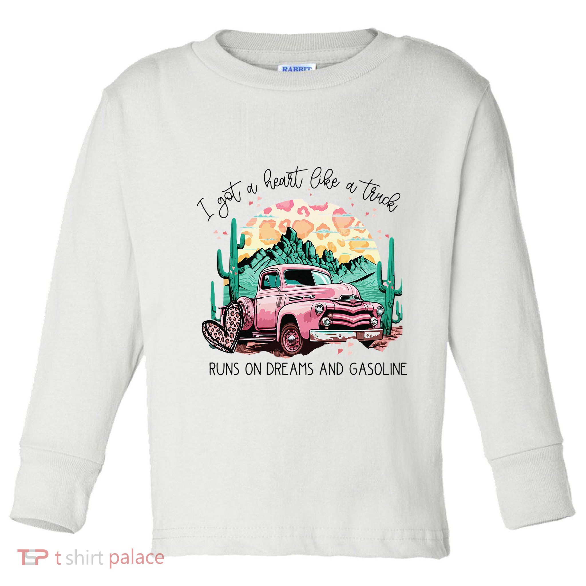 Western Sunset Cow I Got A Heart Like A Truck Toddler Long Sleeve Shirt