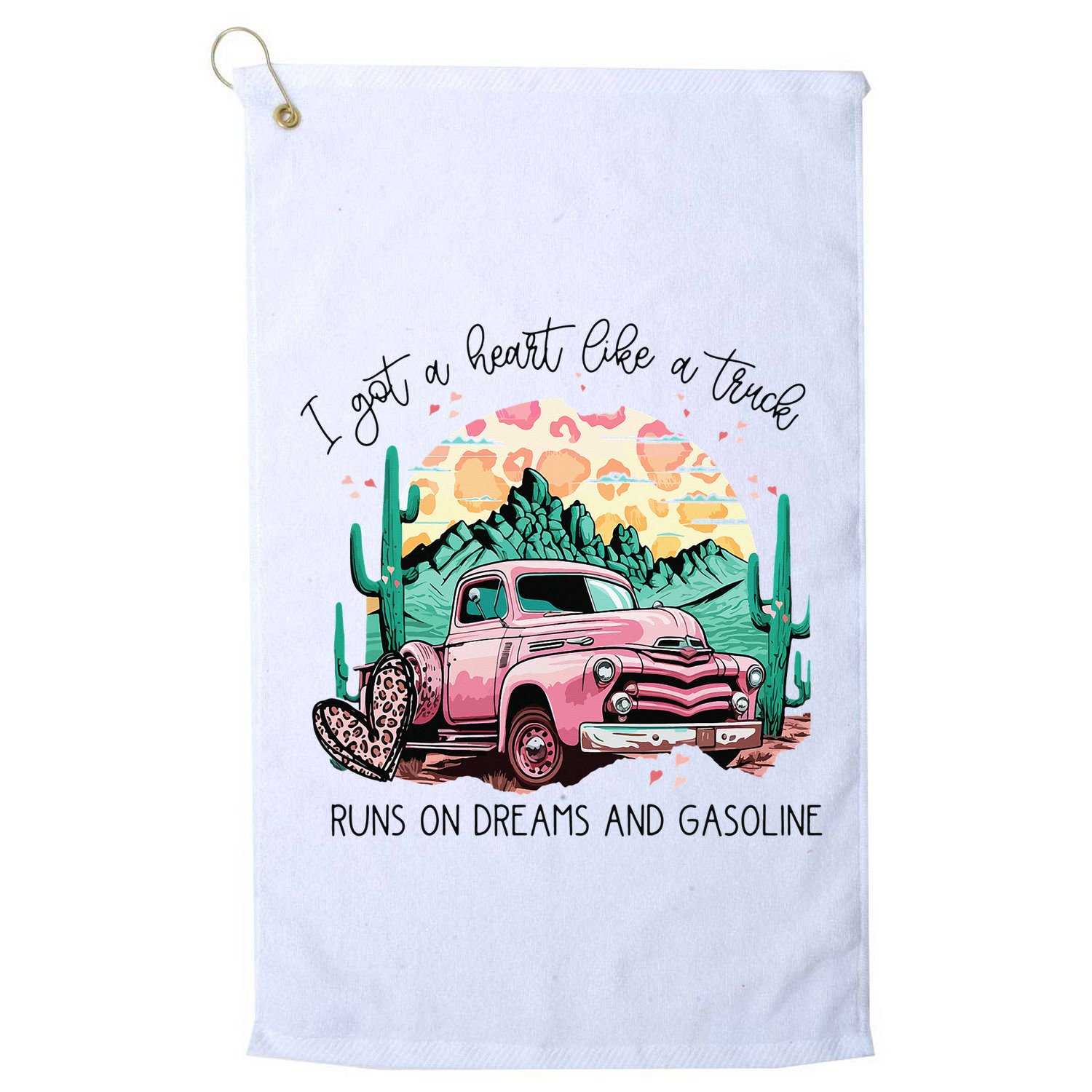 Western Sunset Cow I Got A Heart Like A Truck Golf Towel