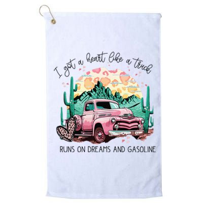 Western Sunset Cow I Got A Heart Like A Truck Platinum Collection Golf Towel