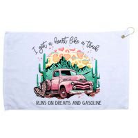 Western Sunset Cow I Got A Heart Like A Truck Grommeted Golf Towel