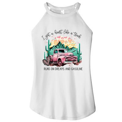 Western Sunset Cow I Got A Heart Like A Truck Women's Perfect Tri Rocker Tank