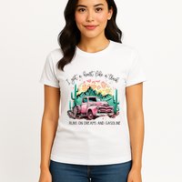 Western Sunset Cow I Got A Heart Like A Truck Womens T-Shirt