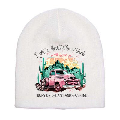Western Sunset Cow I Got A Heart Like A Truck Short Acrylic Beanie