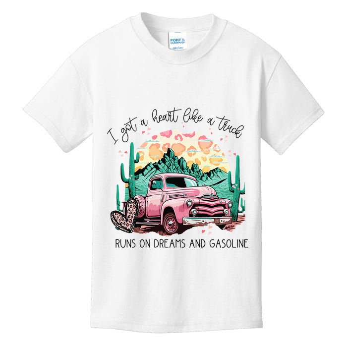Western Sunset Cow I Got A Heart Like A Truck Kids T-Shirt