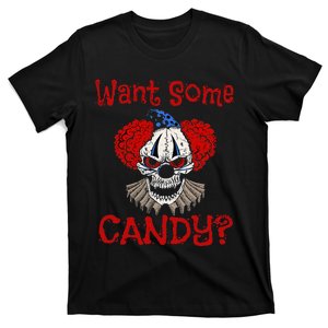 WANT SOME CANDY Scary Distressed Evil Clown Halloween Gift T-Shirt