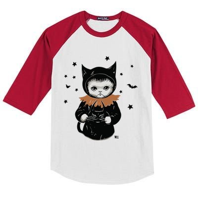 Wearing Spooky Cat Kids Colorblock Raglan Jersey