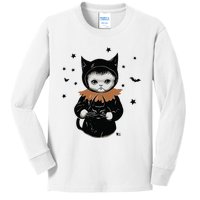 Wearing Spooky Cat Kids Long Sleeve Shirt