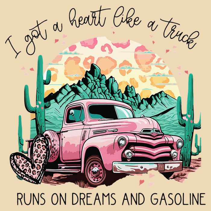 Western Sunset Cow I Got A Heart Like A Truck Drawstring Bag