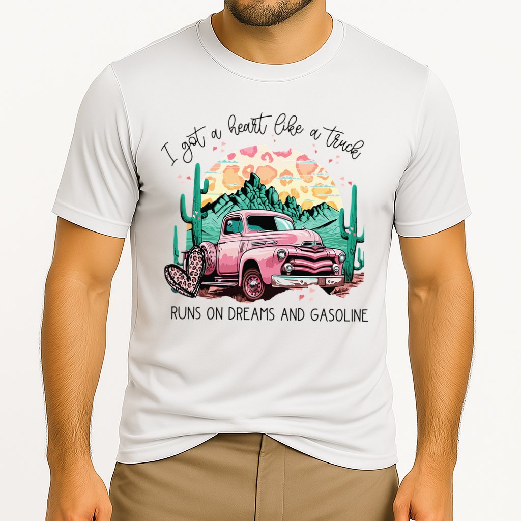 Western Sunset Cow I Got A Heart Like A Truck Cooling Performance Crew T-Shirt