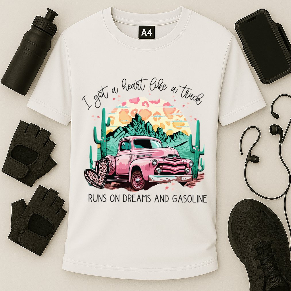 Western Sunset Cow I Got A Heart Like A Truck Cooling Performance Crew T-Shirt