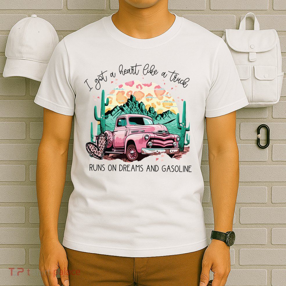 Western Sunset Cow I Got A Heart Like A Truck T-Shirt