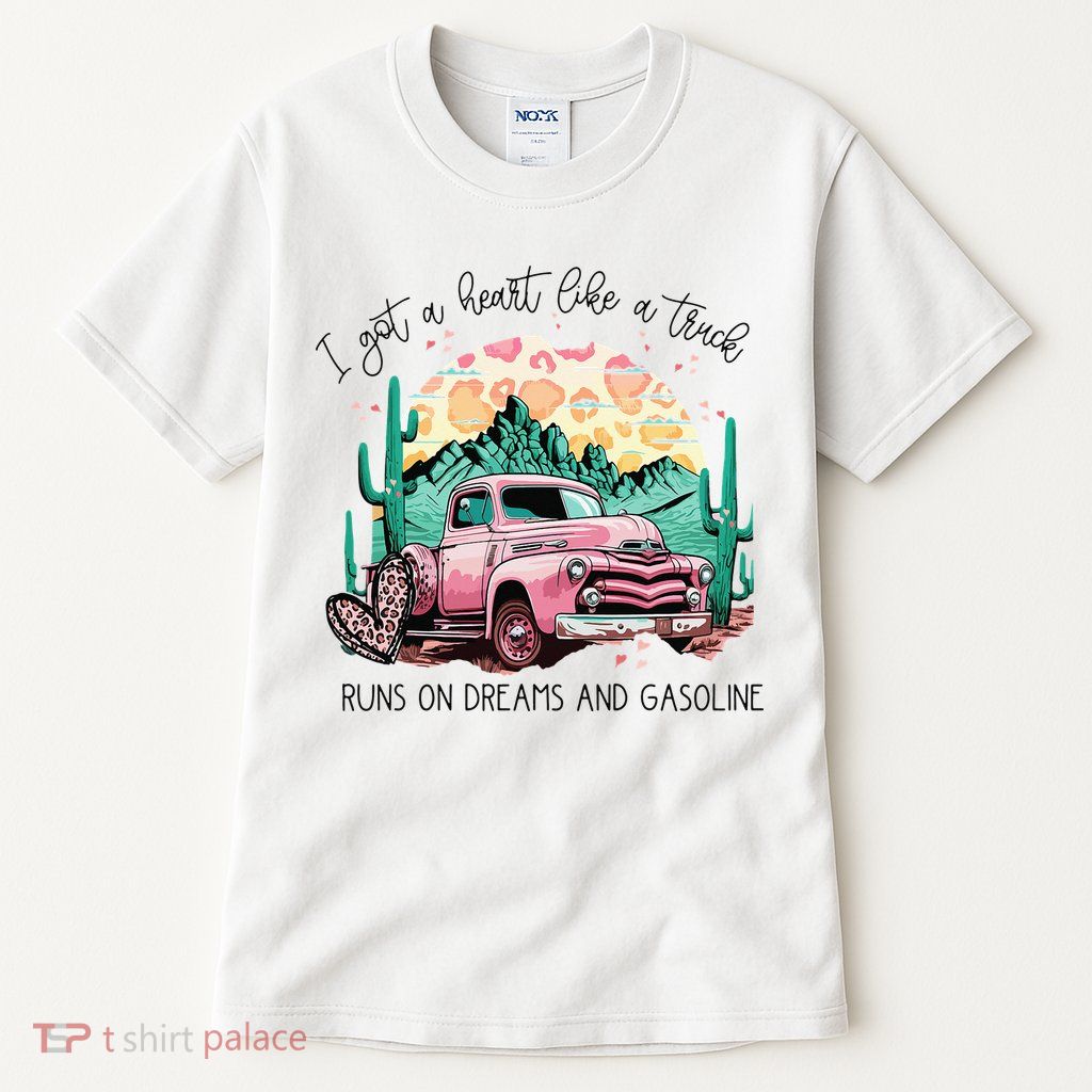 Western Sunset Cow I Got A Heart Like A Truck Tall T-Shirt