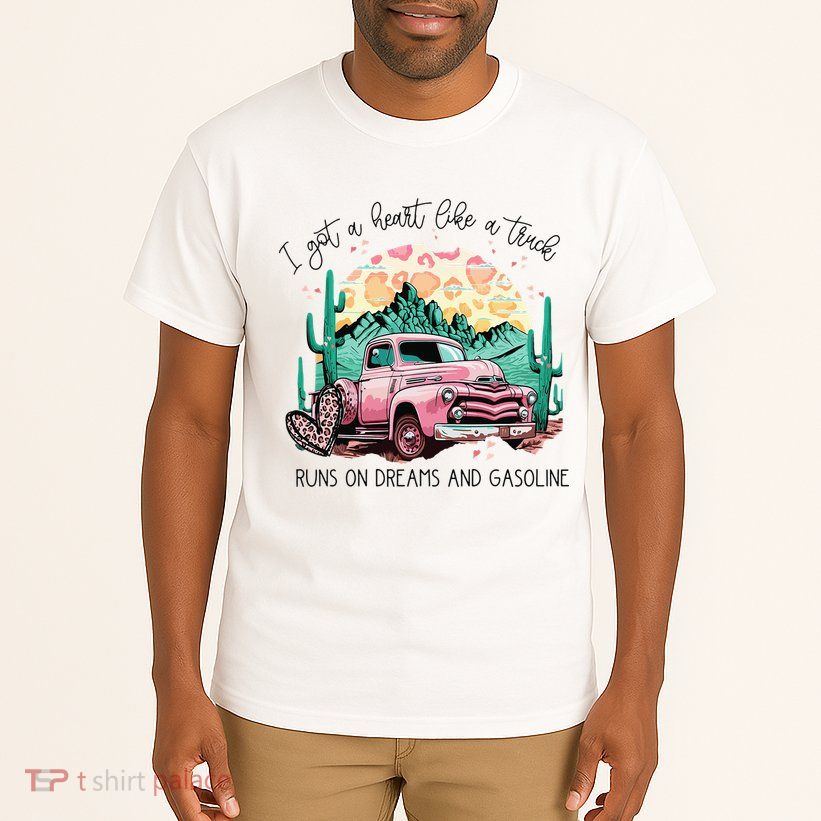 Western Sunset Cow I Got A Heart Like A Truck Tall T-Shirt