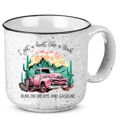 Western Sunset Cow I Got A Heart Like A Truck 15oz Campfire Ceramic Mug