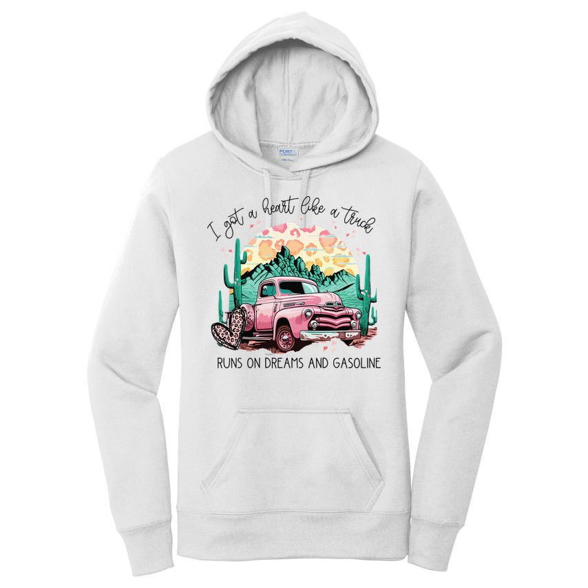 Western Sunset Cow I Got A Heart Like A Truck Women's Pullover Hoodie
