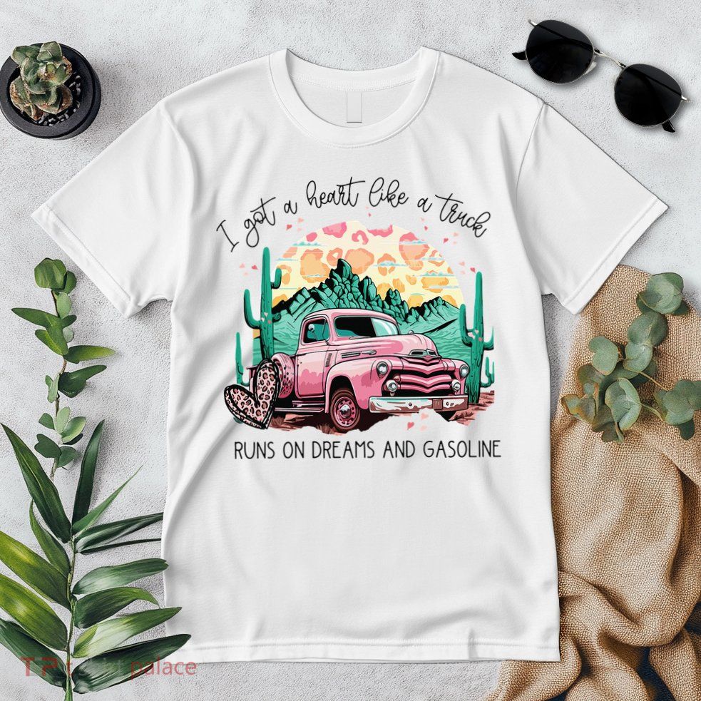 Western Sunset Cow I Got A Heart Like A Truck Premium T-Shirt