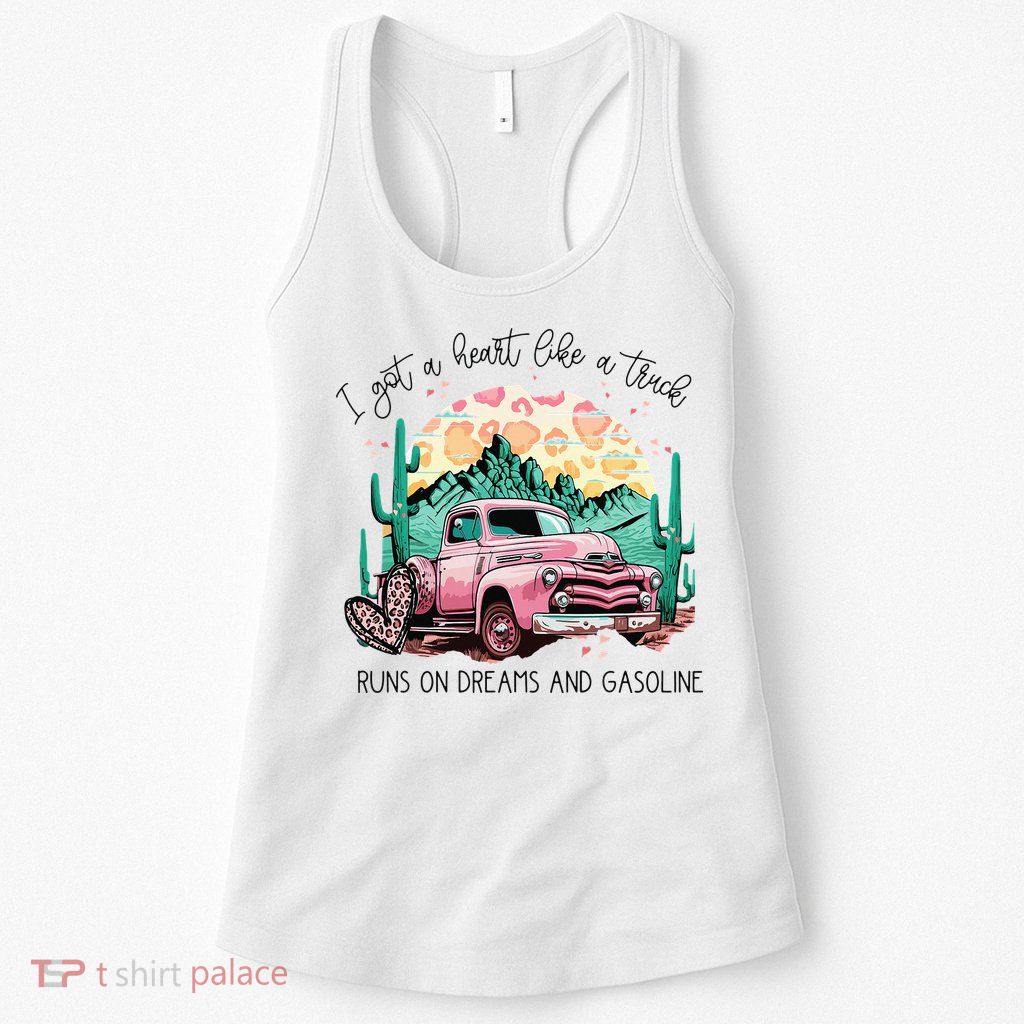 Western Sunset Cow I Got A Heart Like A Truck Womens Tank Top