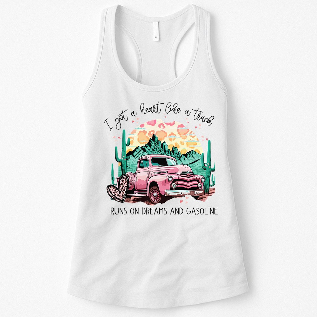 Western Sunset Cow I Got A Heart Like A Truck Womens Tank Top