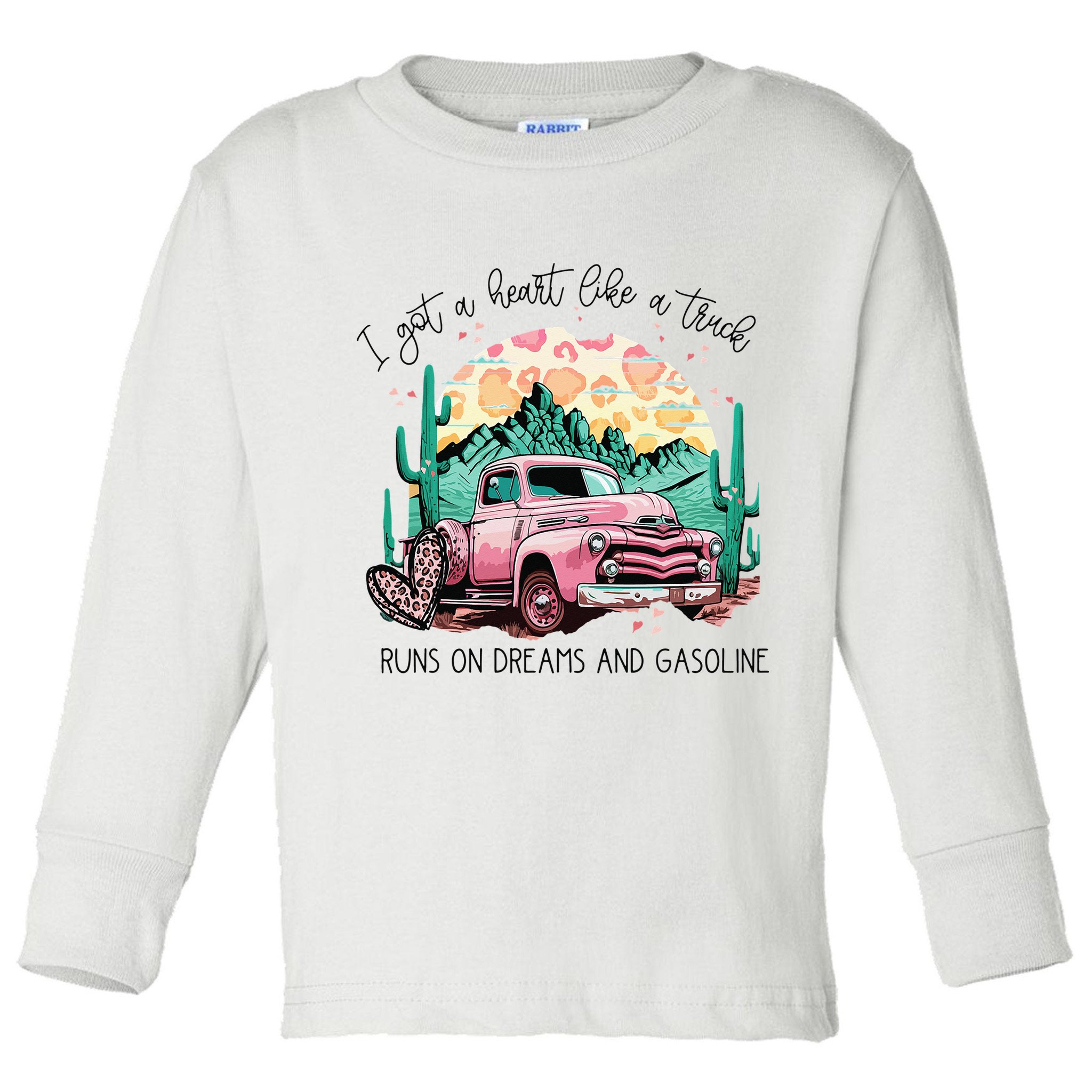 Western Sunset Cow I Got A Heart Like A Truck Toddler Long Sleeve Shirt