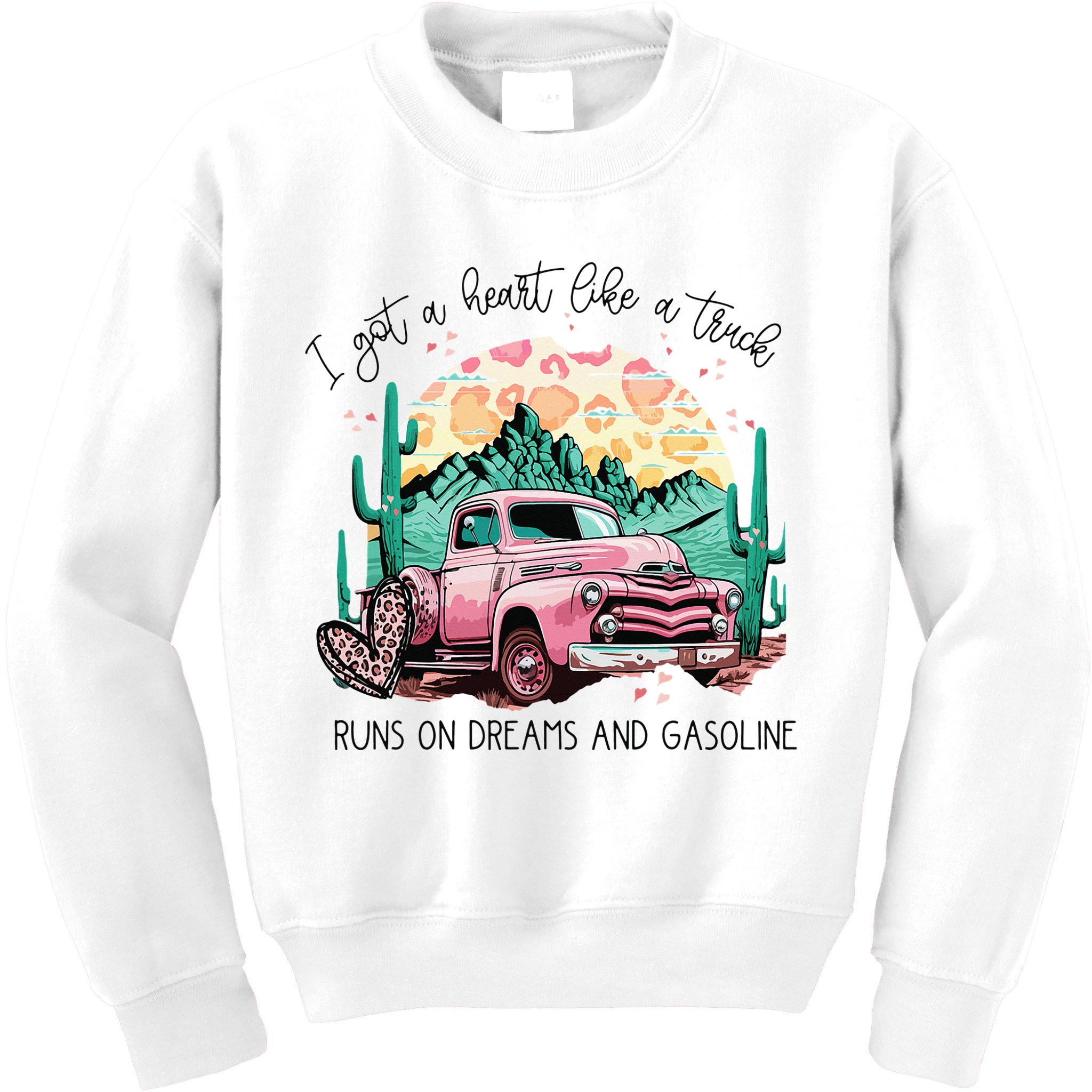 Western Sunset Cow I Got A Heart Like A Truck Kids Sweatshirt