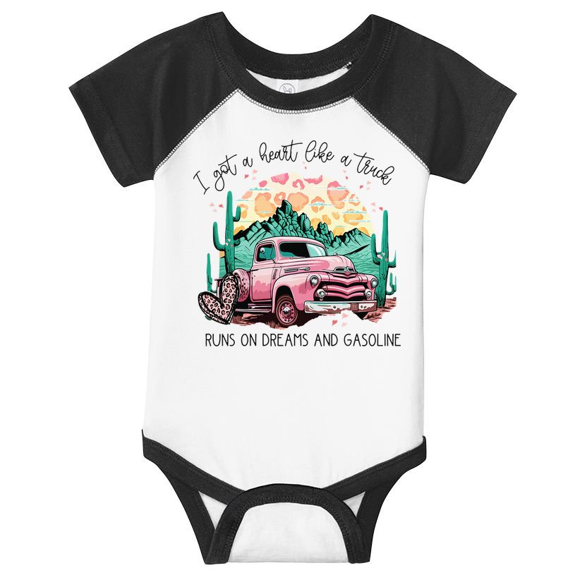 Western Sunset Cow I Got A Heart Like A Truck Infant Baby Jersey Bodysuit