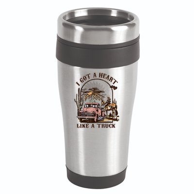 Western Sunset Cowgirl I Got A Heart Like A Truck 16oz Travel Tumbler
