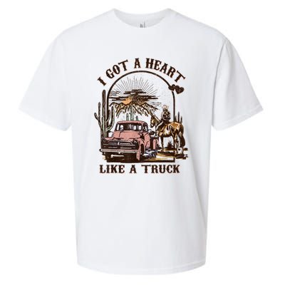 Western Sunset Cowgirl I Got A Heart Like A Truck Sueded Cloud Jersey T-Shirt